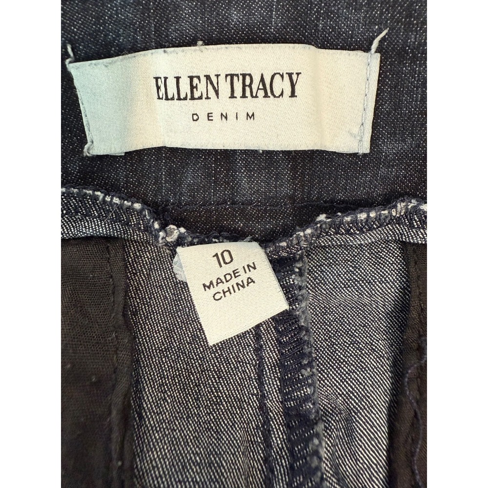 Ellen Tracy Womens Straight Leg Pants Size 10 Dark Wash Career Casual Trousers - Picture 3 of 4
